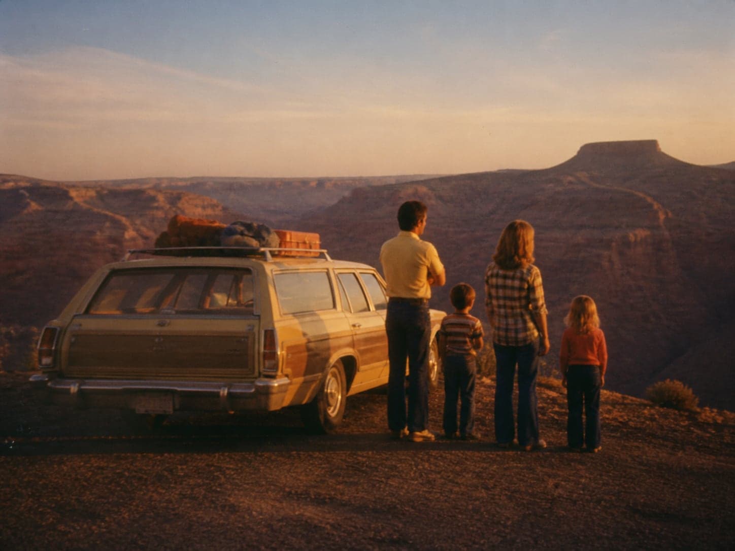 Synthetic example of a preserved family road-trip photograph